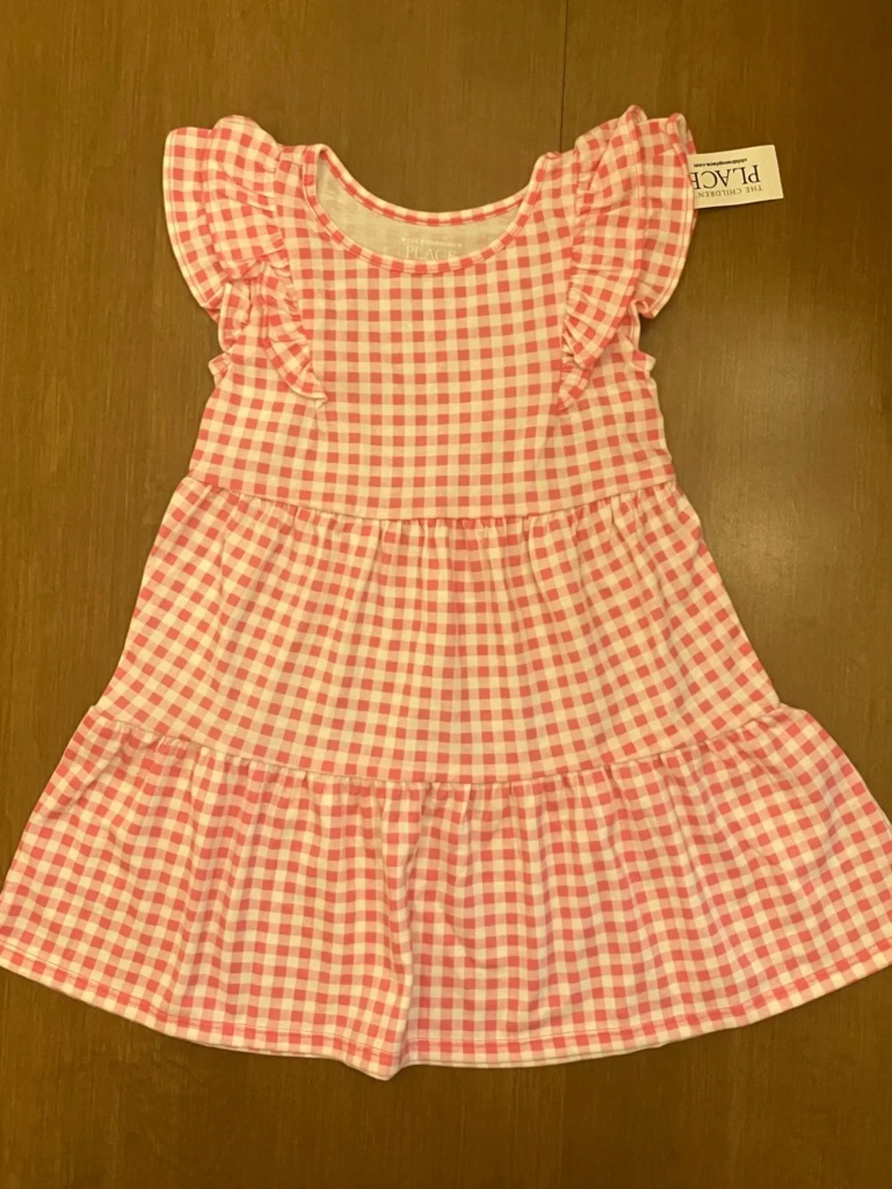 3T Pink Gingham Ruffle-Sleeve Tiered Dress - Picture 1 of 5